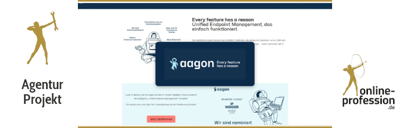 Website Aagon, gestaltet von Online-Profession