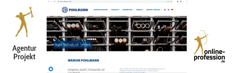 Website Stahl Pohlmann, gestaltet von Online-Profession
