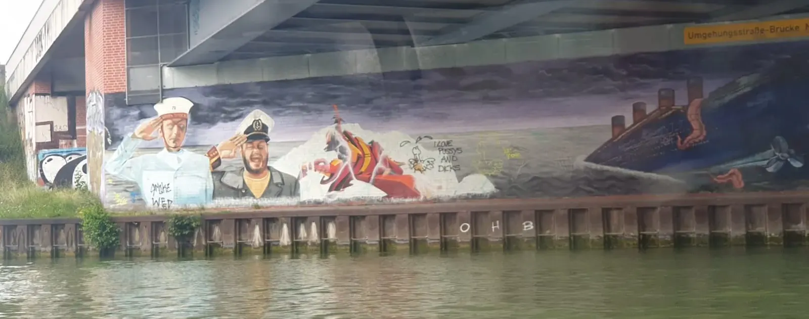 Kanalgraffiti von einer Münsteraner Brücke