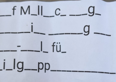 Der unvollständige Satz aus der Schnitzeljagd.